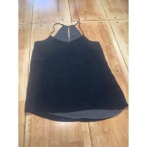 Black Halter Neck Keyhole Back Layered Tank Top